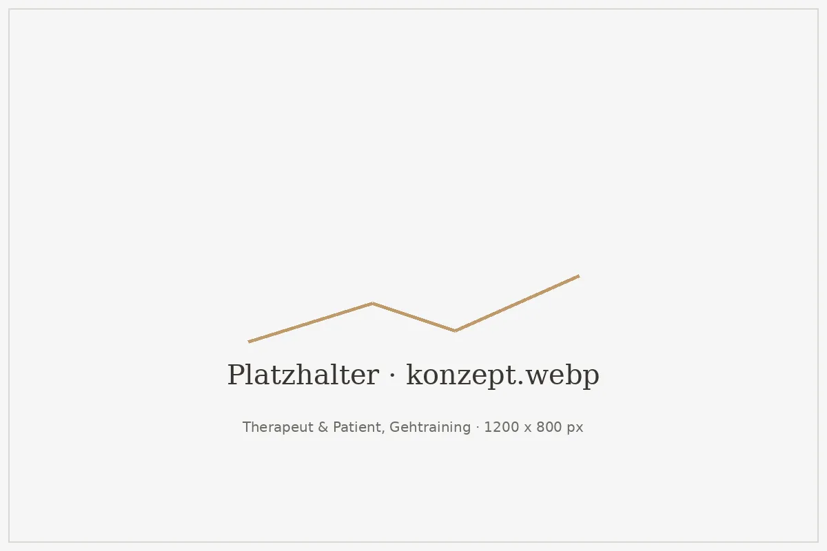 Physiotherapeut begleitet Patienten mit Beinprothese beim Gangtraining im Gangparcours